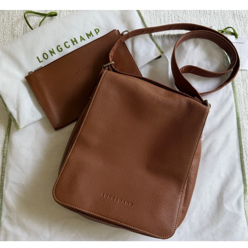 Longchamp Leather Bag in Cognac, With Additional Pouch